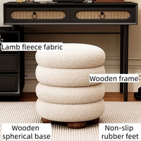 Tabouret de maquillage style crème, tabouret de maquillage en tissu, tabouret de chambre pour femme, tabouret de coiffeuse, chaise de maquillage, tabouret rond pour bureau et nail art