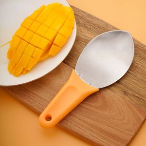 <span class=keywords><strong>Cortador</strong></span> <span class=keywords><strong>de</strong></span> <span class=keywords><strong>Cubos</strong></span> <span class=keywords><strong>de</strong></span> Mango <span class=keywords><strong>de</strong></span> Acero Inoxidable con Mango Naranja <span class=keywords><strong>de</strong></span> 21 cm, Herramienta Multiusos para Frutas, para Cortar y Servir <span class=keywords><strong>Sandía</strong></span> Rápidamente - Product Image 3