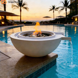 Brasero Redondo de Acero Corten Blanco - Fuente de Cascada para Piscina y Calentador Exterior sin Humo con Control Remoto Ecológico Incluye Palo para Leña - Product Image 4