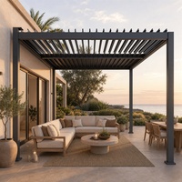 Pergola bioclimatique motorisée en aluminium à lames orientables, résistante au vent et à l'eau, avec commande par application intelligente