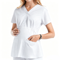 Haut de blouse médicale de maternité, uniforme de grossesse pour l'hôpital, vente en gros de blouses de maternité, uniforme personnalisé avec logo
