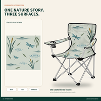 Chaise de camping en gros avec porte-gobelet latéral et logo et motif personnalisés pour le camping en plein air au bord du lac