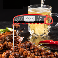 Termometer daging Digital lipat, tampilan LCD Backlit tahan air IPX6 konstruksi logam untuk memasak BBQ Steak