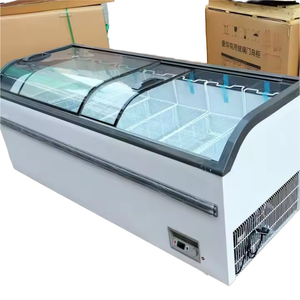 Congélateur coffre commercial à vitre incurvée 500L-700L, vitrine à glaces à porte coulissante pour <span class=keywords><strong>supermarché</strong></span> - Product Image 1