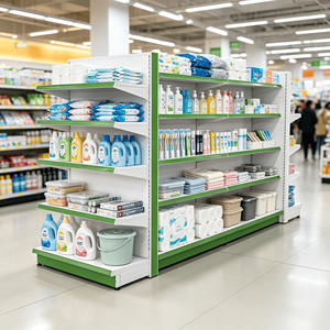 Scaffalature per Negozi a Doppio Lato a Forma di L, Robuste e Perforate, con Pannello Posteriore per Supermercati - Product Image 2