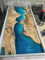 Vente en gros Table à manger Rivière noire Meubles en résine époxy Rivière transparente pour décoration de maison de ferme Utilisation à manger