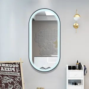 Bán hàng nóng vòm hình bầu dục phòng tắm chống sương mù thông minh gương chiếu sáng LED Vanity gương cho khách sạn phòng tắm dự án