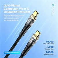 Câble tressé HC 60W PD CC avec connecteur plaqué or 3A, puce intelligente, synchronisation de données 480 Mbps, 1M 2M, pour smartphone et ordinateur portable, vente en gros