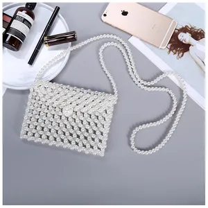 Pochette de téléphone en perles pour femme, simple, à la main, version coréenne tissée, avec les petites poches, bandoulière diagonale, porte-monnaie