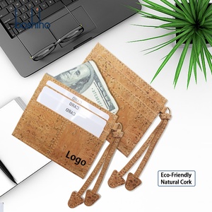 Factory Custom Slim Cork Leather Wallet Eco Friendly Natural Vegan Waterproof RFID Men's ID Card Holder Credit Card Lanyard - Product Image 1