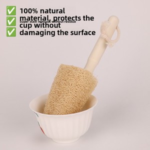 Esponja vegetal natural con mango de madera, cepillo para tazas, pulpa de lufa colgante para limpieza de cocina, estropajo reutilizable, lufa antigua - Product Image 3