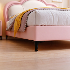 Letto Principessa di Lusso Rosa con Testiera a Corona Dorata, Graziosa Struttura Imbottita per Cameretta Bambine, Moderno Letto <span class=keywords><strong>da</strong></span> <span class=keywords><strong>Sogno</strong></span> per Bambini - Product Image 5