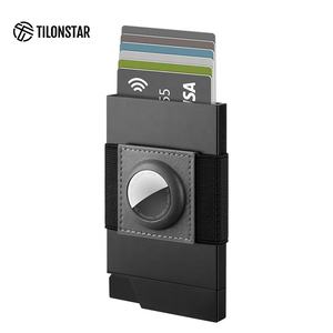 TILONSTAR-Étui à pince en cuir à bande élastique pour cartes bancaires, universel, mince, en aluminium, pop-up, porte-cartes pour Airtag - Product Image 1