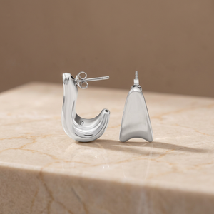 Women's Immense Quality Plain Thick Curved Arc Diameter 4.5mm Sterling <b>Silver</b> <b>Stud</b> <b>Earrings</b> - Product Image 3