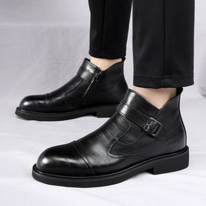 Bottes Chelsea pour hommes, bottes courtes formelles pour affaires, bottes de motard pour hommes - Product Image 4