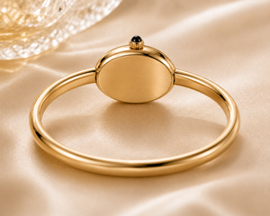 Custom 28MM Stainless Steel 18K Gold Oval Bangle <b>Watch</b> for Women – Minimalist Roman Dial Elegant Bracelet Wristwatch - Product Image 5