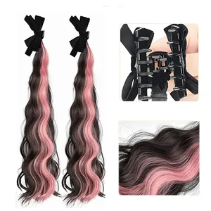 Fashionable Highlight Elf Ear 2Pcs Synthetic Wig Sweet Princess Head <b>Bow</b> <b>Clip</b>-on Curly Hair Ponytail Wig for Women - Product Image 3