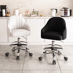 Tabouret de Salon de Beauté Professionnel, Siège à Dossier Pivotant, Réglable en Hauteur, Roulettes pour Coiffeur, Esthéticienne et Manucure - Product Image 4