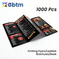 Cartes de menu de restaurant pliées en trois, en carton, sur mesure, avec impression sérigraphique