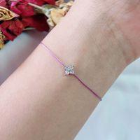 Bracelet en corde fait main N&S Trèfle à quatre feuilles en zircon pour femme, bijoux de mode en acier inoxydable de luxe léger, vente en gros