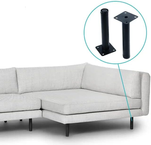 Patas de Muebles Ajustables de <span class=keywords><strong>Metal</strong></span>, Forma Recta, 6 Pulgadas, Negras, para Sofá y Cama, con Ajuste de 10 mm - Product Image 3