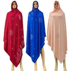 Brushed Milk Silk Jersey Muslim long scarf with rhinestones headscarf islamic hijab shawl arabic rectangular headwrap lady wear