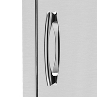 Porte d'armoire BBQ en acier inoxydable ventilée à une seule ouverture avec aérations à persiennes, poignée en alliage, bords doux et sécurisés, montage anti-rouille