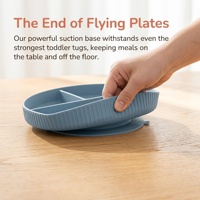Assiette incassable pour bébé Assiette d'aspiration pour tout-petits Assiette divisée en silicone pour enfants
