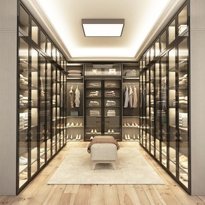 Custom Modern U Shaped Aluminum Pole System Walk in <strong>Closets</strong> Open Style <strong>Big</strong> Wardrobe - Product Image 1