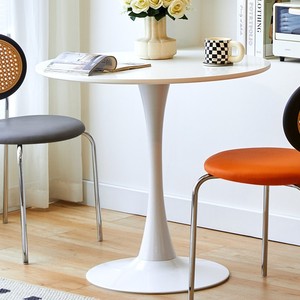 Mesa de centro redonda de estilo nórdico, color blanco, base de plástico con forma de tulipán, fácil de limpiar, muebles para sala de estudio - Product Image 1