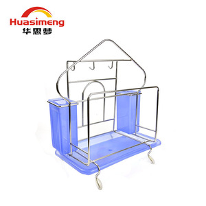 Stainless Steel Knife Rack Roof Shape With Cup Holder For Kitchen Storage And Organization - Product Image 3