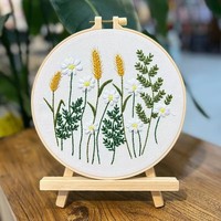 Kit de broderie au point de croix en coton 20x20cm pour adultes, DIY, avec motifs floraux et végétaux, pour la couture et le tissage