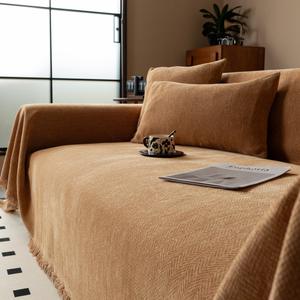 Funda de Sofá de Chenilla de Color Sólido, Marrón Oscuro, Modular, para Todas las Estaciones, Antipolvo, Estilo Chino Moderno, Cojín de Alta Gama - Product Image 4