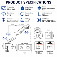 Support de bureau à ressort mécanique pour moniteur unique, abordable, compatible VESA 75/100, pour vente en gros, idéal pour les bureaux professionnels