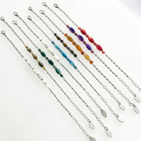 Bracelets pour femmes en acier inoxydable à la mode en gros, design de pierres de forme colorée, élégant, sensibilité, plaqué or antique
