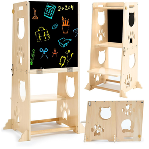 <span class=keywords><strong>Torre</strong></span> de pie de cocina para niños pequeños de 1 a 3 años de edad, caja fuerte con barandilla de seguridad, taburete y otomana para niños - Product Image 1