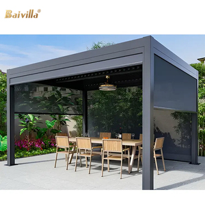 Pérgola Bioclimática Motorizada de Aluminio Resistente con Luces LED y Pantalla Enrollable, <span class=keywords><strong>Precio</strong></span> de Fábrica - Product Image 1