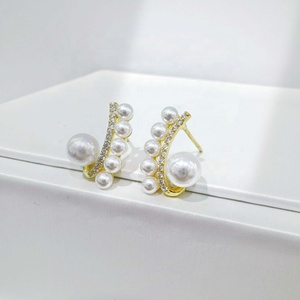 custom plata 925 sterling <b>silver</b> elegant korean <b>earring</b> fine 18k 14k gold plated hypoallergenic ladies vintage <b>pearl</b> <b>earrings</b> - Product Image 5
