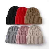 Bonnet en tricot torsadé, épais et chaud pour l'hiver, couleur unie, en fil tricoté, broderie de logo personnalisée, unisexe, hommes, femmes, vente en gros