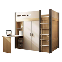 Lit superposé moderne avec bureau et rangement, lit mezzanine en bois avec armoire, lit pour dortoir étudiant, mobilier de bureau à domicile