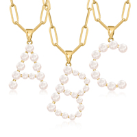 Perle d'eau douce lettre initiale pendentif breloque chaîne en couches collier en acier inoxydable or 18 carats bijoux de mode pour femmes hommes