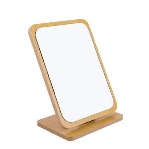 Specchio da trucco da tavolo pieghevole in legno a forma di specchio cosmetico da 5 ''quadrato