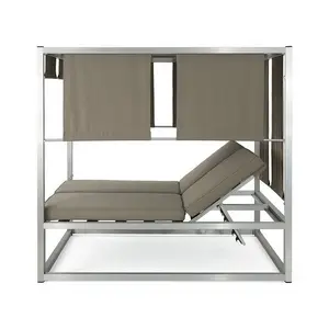 프로모션 저렴한 야외 호텔 리조트 빌라 비치 더블 라운지 의자 정원 수영장 알루미늄 일광욕 침대 파티오 데이베드