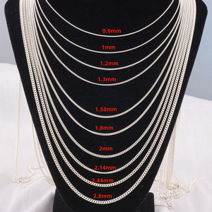 Rantai pinggiran rantai Pria Multi ukuran 0.9-2.8mm rantai Tautan Kuba perak murni S925 mewah untuk pembuatan perhiasan gelang wanita DIY - Product Image 2