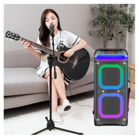 Speaker Multimedia nirkabel 8 inci, Speaker Subwoofer Karaoke Multimedia kekuatan tinggi DJ pesta lampu LED nirkabel speaker 8 inci