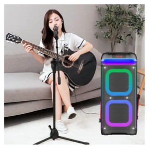 Double haut-parleur de 8 pouces sans fil lumière LED fête DJ haute puissance multimédia karaoké caisson de basses haut-parleur - Product Image 6