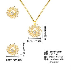 Parure de bijoux en cuivre nacré brillant, motif floral, sertissage griffe, pour soirée, boucles d'oreilles et collier de luxe pour femme - Product Image 5