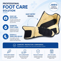 Chaussure de récupération diabétique à bout rond large, doublure douce en peluche, fermetures auto-agrippantes pour fracture métatarsienne et pieds sensibles et enflés