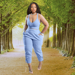 Conjunto Deportivo de Dos Piezas con Top Corto y Pantalones Multicolor de Fábrica - Product Image 4