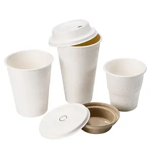 Take Away Verpackung Zuckerrohr Bagasse Deckel für Kaffeetasse Bagasse Kaffee deckel